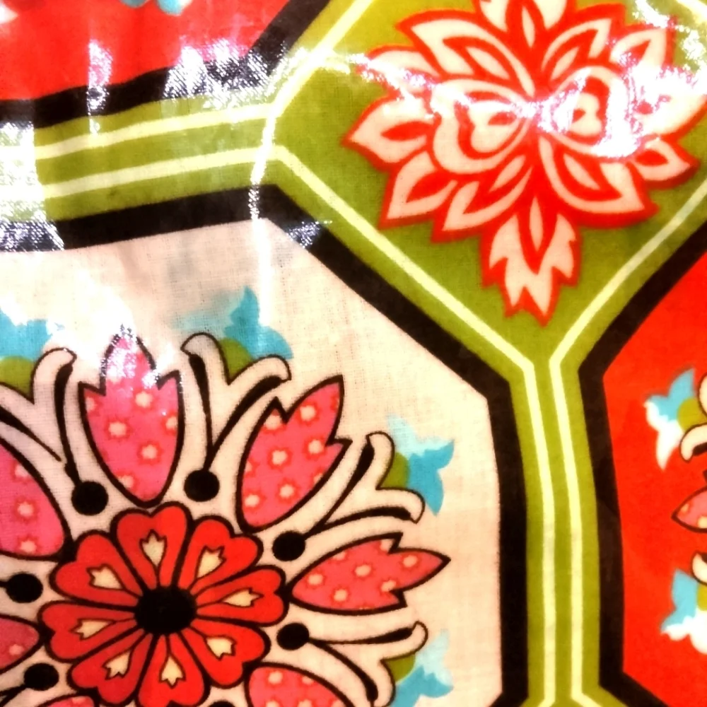 Braciano Purse vibrant colorful  vinyl coated tote floral‎ pattern